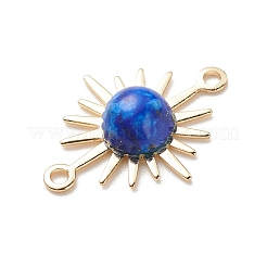 天然混合宝石コネクタ チャーム  太陽リンク  14KGP本金メッキ真鍮製パーツとともに  18x13.5x4mm  穴：1mm&nbsp;PALLOY-JF01938