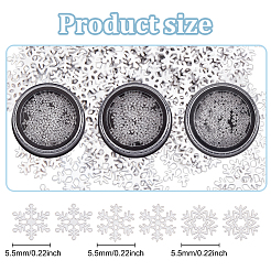 真鍮製カボション  ネイルアートの装飾の付属品  スノーフレーク  プラチナ  5.5x5.5x0.15mm  3箱/セット&nbsp;MRMJ-WH0086-59P