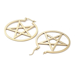 304 Stainless Steel Ring with Star Hoop Earrings for Women&nbsp;LS-EJEW-R156-04G