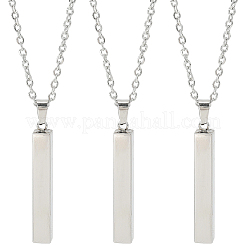 12 Sets 201 Stainless Steel Rectangle Pendant Necklaces&nbsp;NJEW-SC0001-59