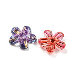 クリア樹脂カボション  グリッターフラワー  ミックスカラー  7x7.5x2mm&nbsp;RESI-D005-09