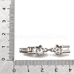 真鍮製マイクロペーブクリアキュービックジルコニアの留め金  花  プラチナ  38.5x7.5x4mm  穴：3.5x4.5mm&nbsp;KK-R222-06P