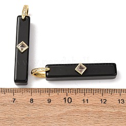 天然石オブシディアンペンダント  長方形  ゴールドカラー  40x8~8.5x10mm  穴：6x7.5mm&nbsp;GG-CBA51ED-01G-04