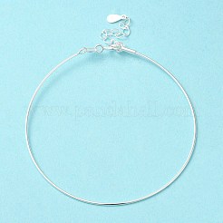925純銀製の腕輪  女性のための調節可能な DIY ビーズバングル  s925刻印＆ツイストクラスプ付き  銀色のメッキ  6-1/2インチ（16.4cm）&nbsp;BJEW-G681-01A-S