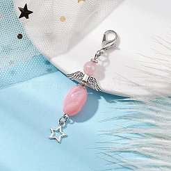 アクリルペンダントの装飾  合金パーツ  天使  ピンク  72.5mm&nbsp;HJEW-JM01862-02