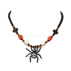 Halloween Alloy Enamel Spider Pendant Necklaces&nbsp;NJEW-TA00278