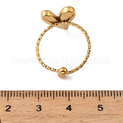 304ステンレススチール＆プラスチックパールカフオープンリング  ハート  ゴールドカラー  ハート：15x12mm  内径：18mm&nbsp;SA-G002-01G