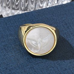 Brass & White Shell Cuff Open Rings&nbsp;KK-CBA56EF-42D-G