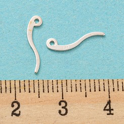スターリングシルバー真鍮フープピアス金具925個  フープピアスの金具を作るためのイヤリングポストピン  s925スタンプあり  銀  13x3x0.7mm  穴：0.8mm  ピン：0.7mm&nbsp;STER-Z004-05A