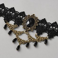Flower Lace Choker Necklaces&nbsp;NJEW-WH0020-54B