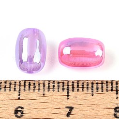 Uvメッキ樹脂ビーズ  模造キャットアイビーズ  虹色の  バレル  ミックスカラー  9.5x7mm  穴：1.2~1.5mm&nbsp;RESI-ZX018-24