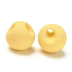 ゴム引きアクリルビーズ-カラフル  ラウンド  鈴丸ビーズ  トップ掘削  ライトカーキ  18x18x18mm  穴：3mm&nbsp;OACR-G012-05B