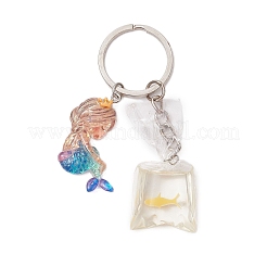 樹脂キーホルダー2個  鉄のリング付き  人魚  魚  ミックスカラー  85.5mm  2個/セット&nbsp;KEYC-JKC01149