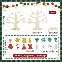 6 Set Christmas Unfinished Wood 3D Tree Display Decoration Kit&nbsp;DIY-NB0008-65