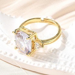 Brass Micro Pave Cubic Zirconia Finger Rings for Women&nbsp;RJEW-F181-11G