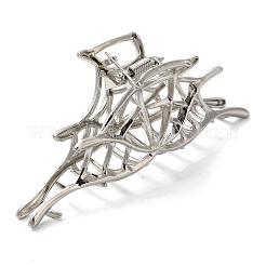 女性と女の子のためのハロウィン合金中空爪ヘアクリップ  クモの巣  プラチナ  41.5x106.5x33.5mm&nbsp;AJEW-A056-06C-P
