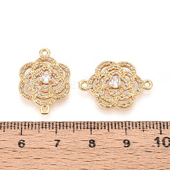Brass Pave Clear Cubic Zirconia Links/Connector Charms&nbsp;KK-T077-67G