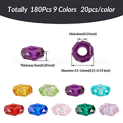 180Pcs 9 Colors Transparent Resin European Beads&nbsp;RPDL-MP0001-02