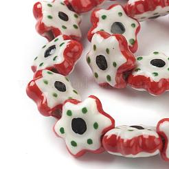 Handmade Porcelain Flower Beads Strands&nbsp;PORC-G006-16B