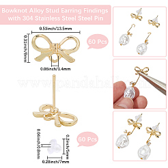60Pcs Bowknot Alloy Stud Earring Findings&nbsp;FIND-BBC0004-63C