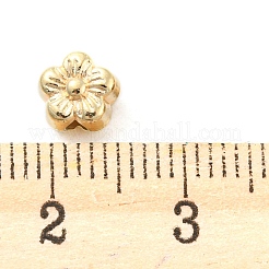 CCBプラスチックビーズ  花  ゴールドカラー  6x6x4.5mm  穴：1mm&nbsp;CCB-K011-06G