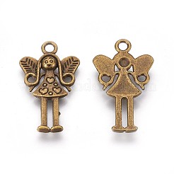 チベットのスタイル合金の妖精のペンダント  無鉛の  アンティークブロンズ  25x15x2mm  穴：2mm&nbsp;X-TIBEP-S613-AB-LF