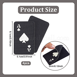 4Pcs Ace of Spades Playing Card Reflective Nylon and Polyester Hook and Loop Tapes&nbsp;AJEW-GA0009-03B