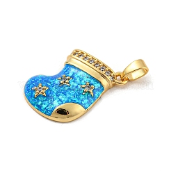 Christmas Brass Micro Pave Cubic Zirconia Pendants&nbsp;KK-H468-02B-02G