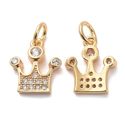 Brass Micro Pave Clear Cubic Zirconia Charms&nbsp;KK-I658-17G
