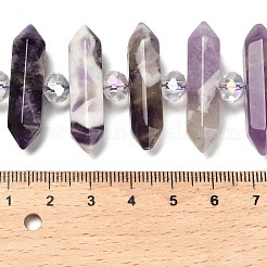 天然アメジストの両端が尖ったビーズの連売り  ガラスビーズ  ファセット弾丸  31~33x7~9x7~9mm  穴：1mm  約26~27個/連  15.16~15.75''（38.5~40センチメートル）&nbsp;G-H069-B16-01