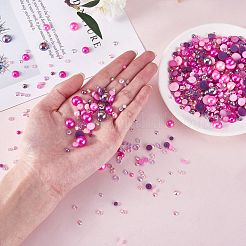 60g 樹脂パッチ マルチサイズ ミックス パール パッチ DIY ジュエリー アクセサリー (2 袋)  赤ミディアム紫  9.8mm&nbsp;JX586J