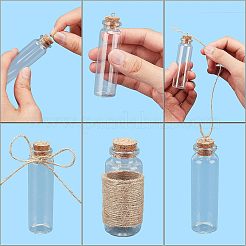 DIYペンダントデコレーションキット  ガラスの願い事ボトル付き  コルク栓  ジュートより糸  鉄ネジアイピンペグベイルとプラスチック漏斗ホッパー  透明  13x30mm  穴：7mm  60個/セット&nbsp;DIY-CA0001-13