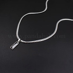 Rectangle 304 Stainless Steel Cubic Zirconia Snake Chain Pendant Necklaces&nbsp;FS-WGB1AC9-01