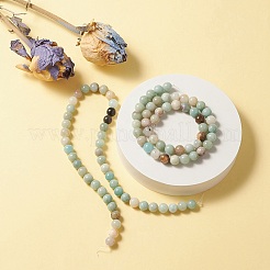 Natural Flower Amazonite Beads Strands&nbsp;G-YW0001-25