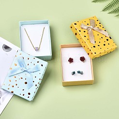 厚紙のジュエリーボックス  ネックレス用  リング  ピアス  外側に蝶結びのリボン、内側に白いスポンジが付いています  長方形  ミックスカラー  9.1~9.2x7.1~7.2x3.4~3.5cm&nbsp;CBOX-N013-014