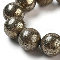 天然石パイライトラウンドビーズ連売り  グレードA  8mm  穴：1mm  約48~49個/連  15インチ&nbsp;G-F197-10-8mm