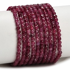 天然のレッドトルマリンビーズ連売り  多面カット  ラウンド  3mm  穴：0.6mm  約125個/連  14.84''（37.7センチメートル）&nbsp;GG-CBA77FB-B01-3mm-A