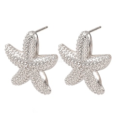 Brass Starfish Stud Earrings&nbsp;EJEW-H165-02A-P