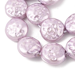 電気めっきシェルパールビーズ連売り  フラットラウンド  パープル  14.5~16x7.5~8mm  穴：1.2mm  約27個/連  15.87''~15.94''（40.3~40.5センチメートル）&nbsp;BSHE-Z007-02C