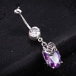 Brass Cubic Zirconia Navel Ring&nbsp;AJEW-EE0004-45B