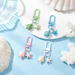 8Pcs Flower & Turtle & Starfish Synthetic Turquoise Pendant Decorations&nbsp;HJEW-BM0001-31