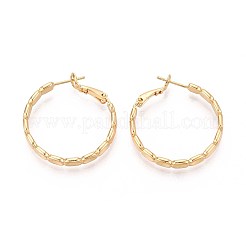 Oval Brass Hoop Earrings&nbsp;EJEW-T047-97G