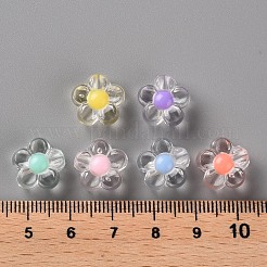 透明なアクリルビーズ  二層ビーズ  花  ミックスカラー  12x12.5x6mm  穴：2.5mm&nbsp;X-TACR-S152-06A