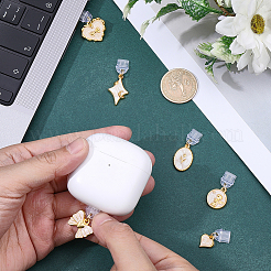 6 個 6 スタイル PVC モバイル防塵プラグ  合金エナメルペンダント付き  ハート＆オーバル＆蝶結び  ゴールドカラー  ミスティローズ  24~35mm&nbsp;HJEW-SC00202
