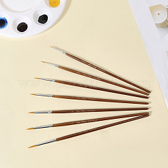 ナイロンネイルアートライナーブラシ7本  描画線ペン  木製ハンドル付き  チョコレート  195~205x4~5mm&nbsp;AJEW-WH20022-77