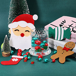 クリスマスの花瓶詰め物  緑と赤のプラスチックパールビーズのクリスマス花瓶詰め物  カラフル  ギフト：11x11x11mm&nbsp;AJEW-WH0479-67