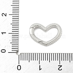 スターリングシルバースプリングゲートリング925個  ハート  プラチナ  12x16.5x2.5mm&nbsp;STER-S012-07B-P
