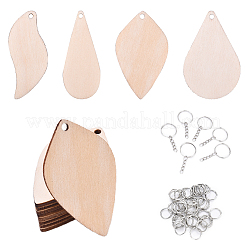 DIY Leaf & Teardrop Poplar Wood Big Pendant Keychain Making Kits&nbsp;DIY-YW0011-58