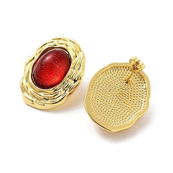 Rack Plating Oval Brass Stud Earrings&nbsp;EJEW-M029-06G-01