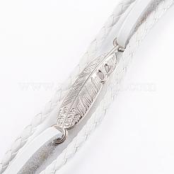 レザーコード多連ブレスレット  合金のパーツと  ミックスカラー  8-1/4インチ（210mm）  11x4mm&nbsp;BJEW-P169-H